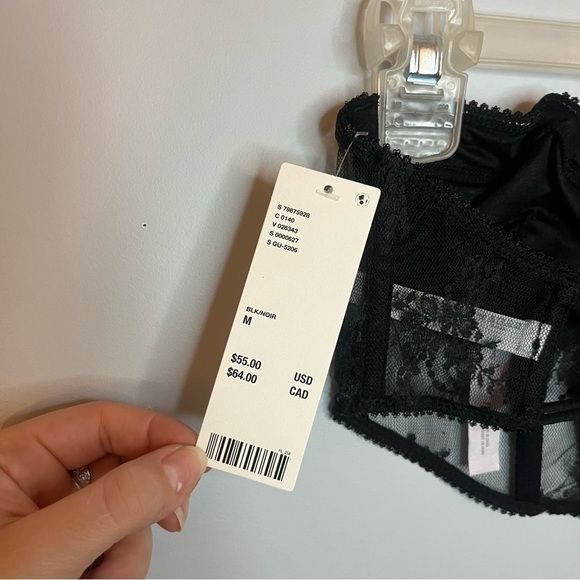 Urban Outfitters Out From Under Firecracker Black Lace Cropped Corset Top M NWT - Picture 10 of 15